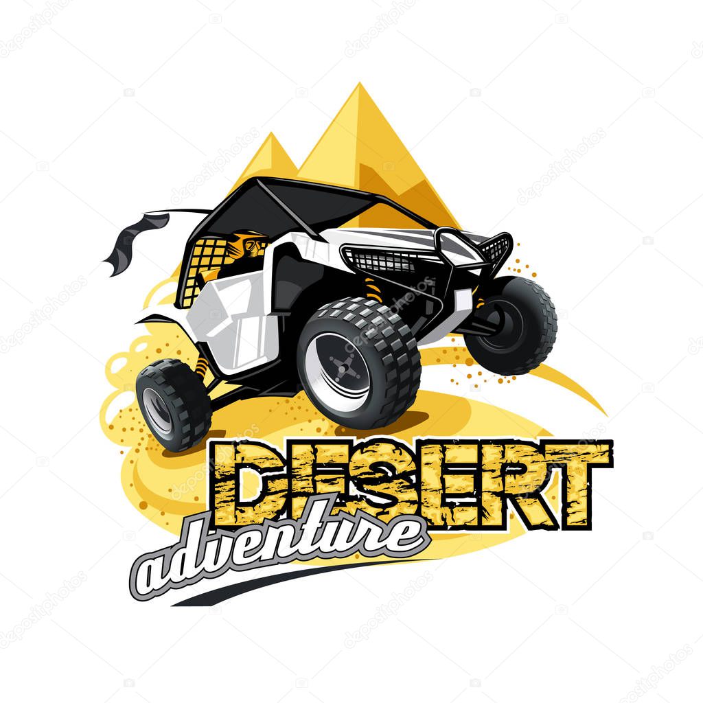 Off-Road ATV Buggy Logo, Desert adventure.