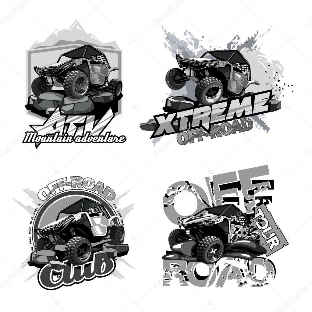 Off-Road ATV Buggy, Black and White Logo.