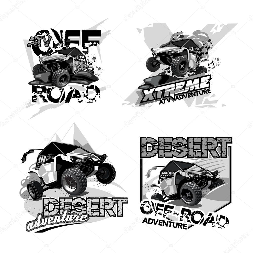 Off-Road ATV Buggy, Black and White Logo.