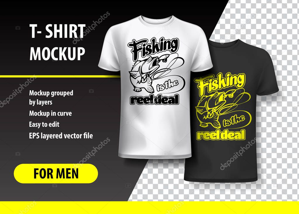 Fishing is the Reel Deal, T-Shirt template, fully editable.