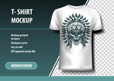 Skul Hint savaşçı. T-Shirt şablon, tamamen düzenlenebilir.