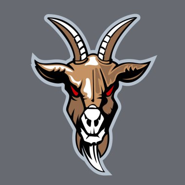 Önden görünüm keçi kafası. Karikatür tarzı.