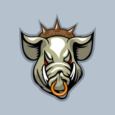 Vahşi yaban domuzu. Karikatür tarzı.