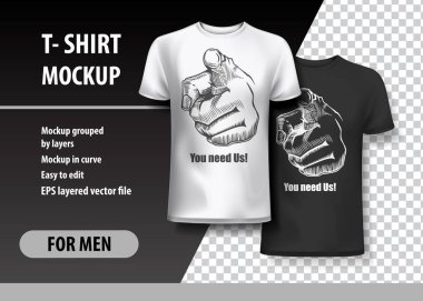 T-Shirt şablon, tamamen el jest ile düzenlenebilir. EPS 10 vektör çizim.