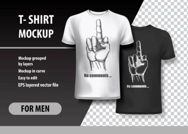 T-Shirt template, fully editable with Fuck Gesture Hand. EPS 10 Vector Illustration.
