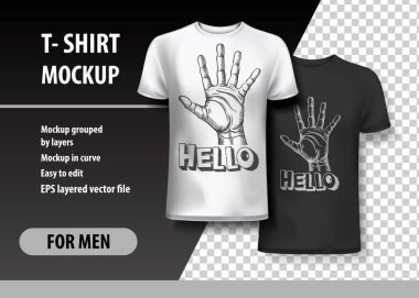 T-Shirt şablon, insan eli ile tamamen düzenlenebilir. EPS 10 vektör çizim.