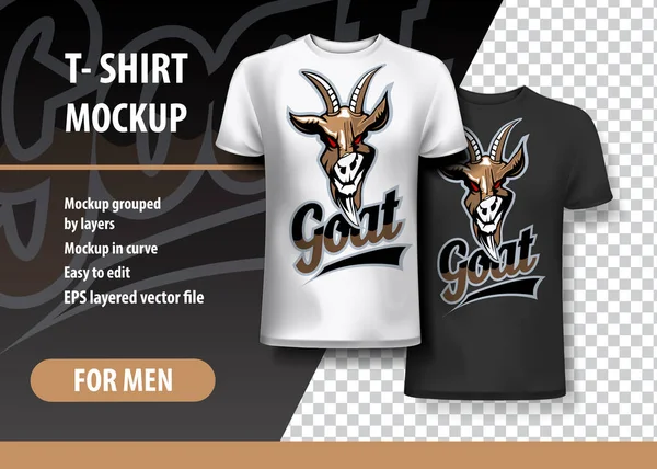 Modello Shirt Completamente Modificabile Con Logo Goat Team Illustrazione Vettoriale — Vettoriale Stock