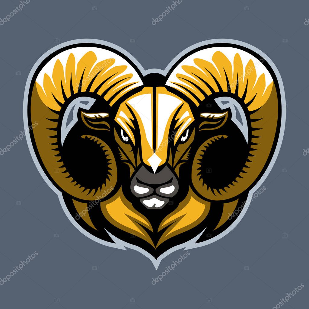 Ram's head. Cartoon style.