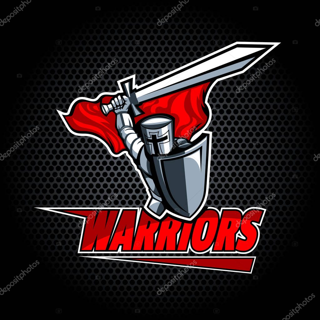 Knight swinging a sword. EPS 10 Vector graphics. Layered and editable.