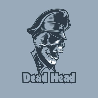 Kafatası ölü kafa yazıtlı üniformalı. Dövme stil.