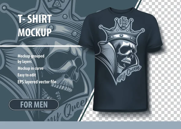 Kafatası yazıt benim Kraliçe tacı. T-Shirt şablonu