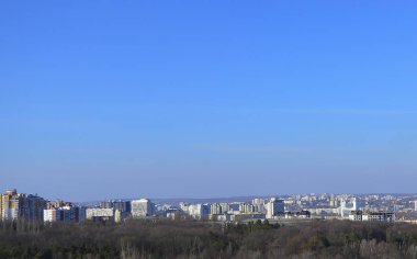 Merkez İlçe Chisinau için güzel üstten görünüm. Bu görüntüde Colina Puskin bölgesi ve Başkanlık Sarayı vardır.