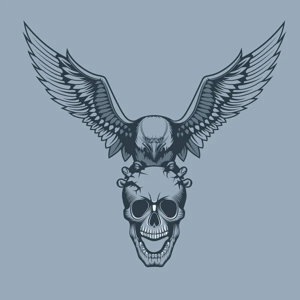 Eagle met een schedel in claws tattoo stijl. — Stockvector