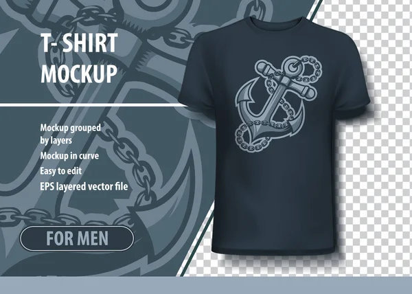 Âncora, símbolo de marinheiros. T-Shirt modelo . — Vetor de Stock
