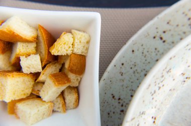 Bir tabak içinde kırıntıları bir makro lens ile yapılır.