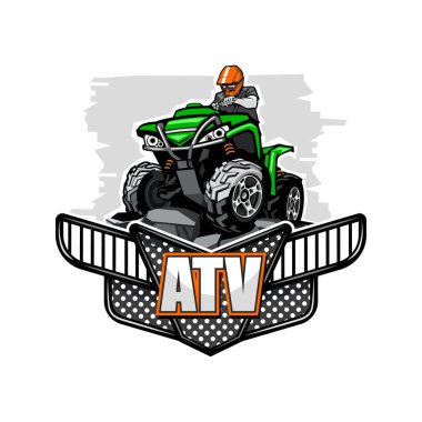 Dağlarda Atv Quadbike climbet, izole arka plan.