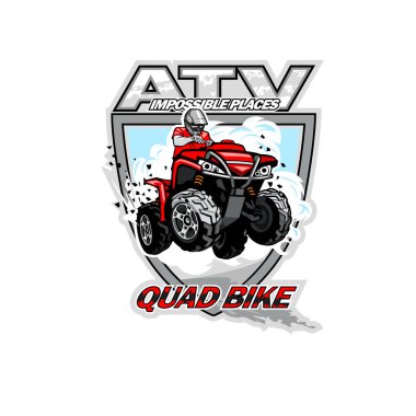 Kırmızı quadbike, izole arka plan ile Atv Off-Road Impossible Yerler.