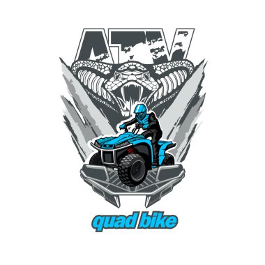 Yılan ile Atv Dört bisiklet logoamble, izole arka plan.