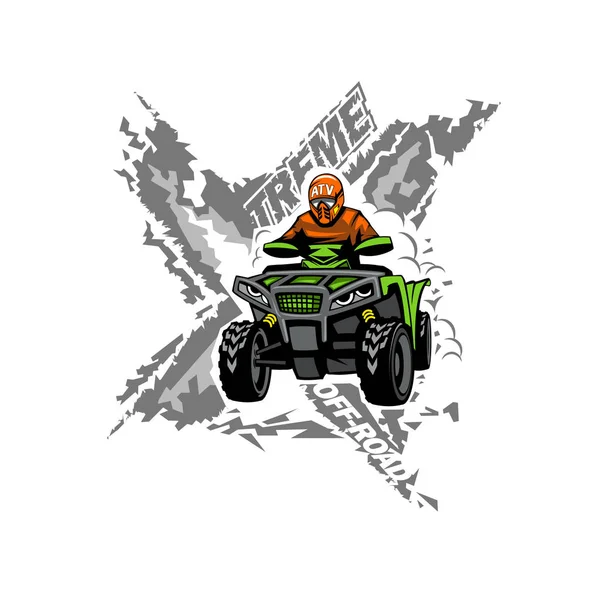 Xtreme ATV off-road quad kerékpár elszigetelt háttér. — Stock Vector