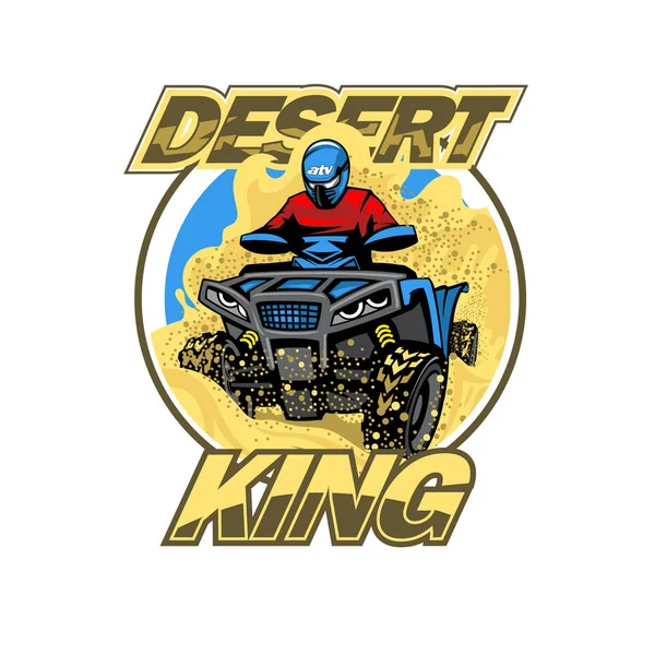 Fyrhjuling i Desert Hills logotyp, isolerad bakgrund. — Stock vektor