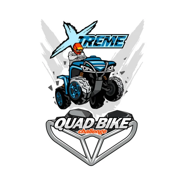X-Treme quad kerékpáros ATV logó, elszigetelt háttér. — Stock Vector