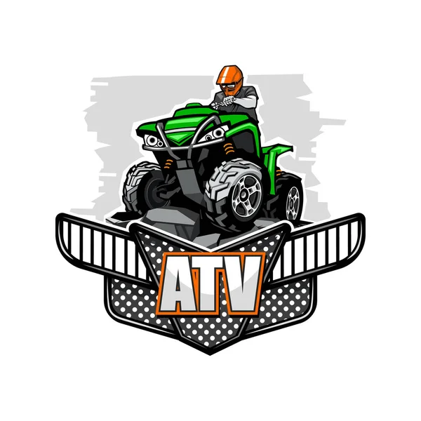 ATV Quadbike κλιμακώνεται σε βουνά, απομονωμένο φόντο. — Διανυσματικό Αρχείο