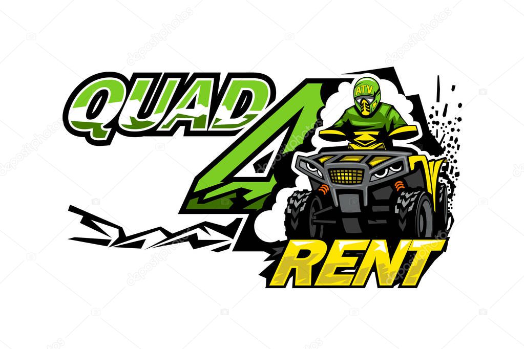 ATV Quad Bike for rent, isolated background.