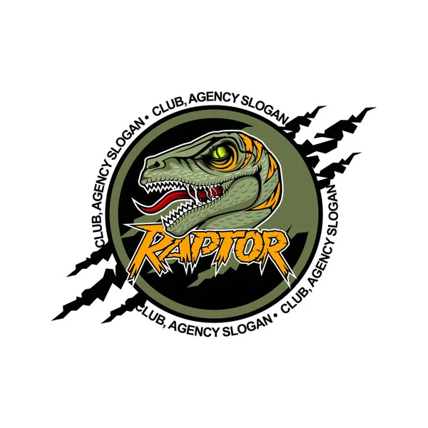 Raptor Assustador Centro Com Boca Aberta Modelo Logotipo Equipe — Vetor de Stock