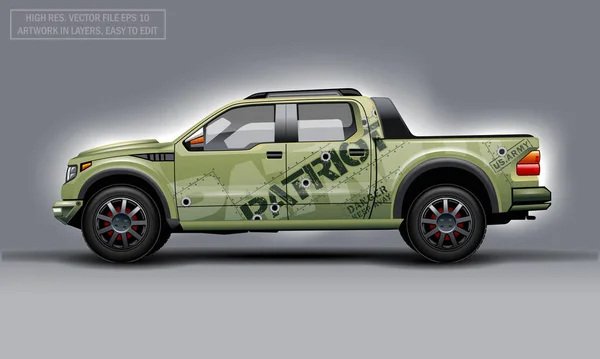 Modelo Editável Para Embrulhar Suv Com Decalque Tema Patriot Gráficos — Vetor de Stock