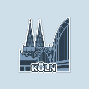 Köln 'deki köprüden katedralin görüntüsü tek renkli..