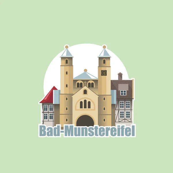 Skyline Bad Munstereifel Είναι Μια Παλιά Πόλη Στη Δυτική Γερμανία — Διανυσματικό Αρχείο