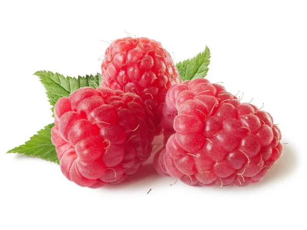 Beyaz arka planda izole edilmiş taze ahududu.