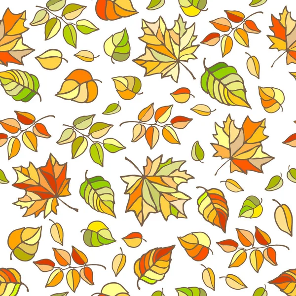 Dikişsiz vektör deseni. Parlak stilize sonbahar yaprakları