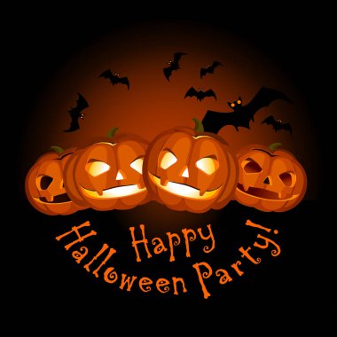 gülümseyen kabaklar ile vektör halloween tebrik kartı