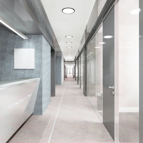 近代的なオフィスビルで 3次元可視化の回廊 — ストック写真