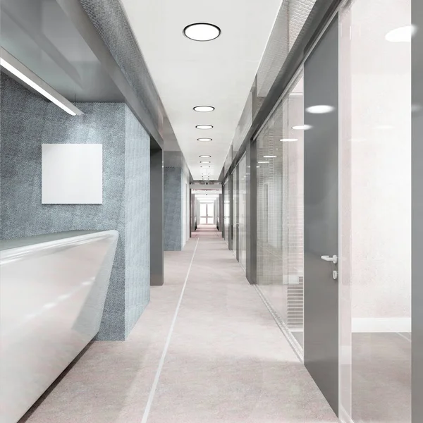 modern ofis binası 3 boyutlu görselleştirme koridor