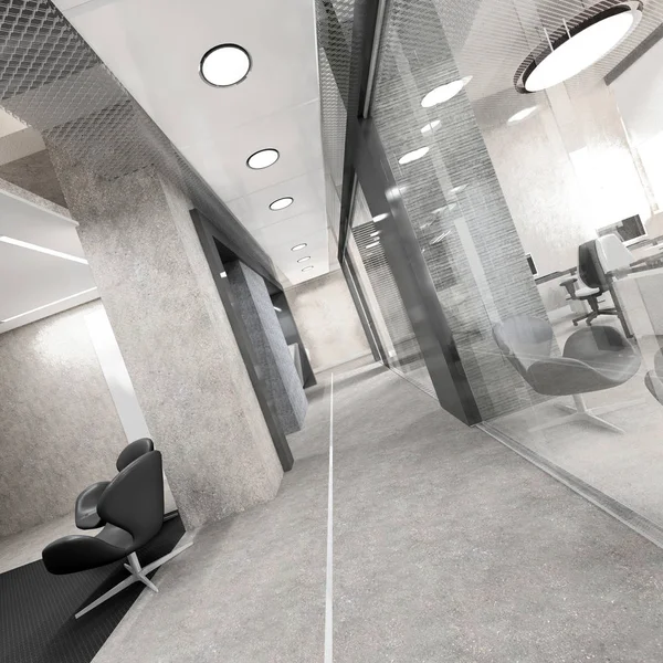 近代的なオフィスビルで 3次元可視化の回廊 — ストック写真