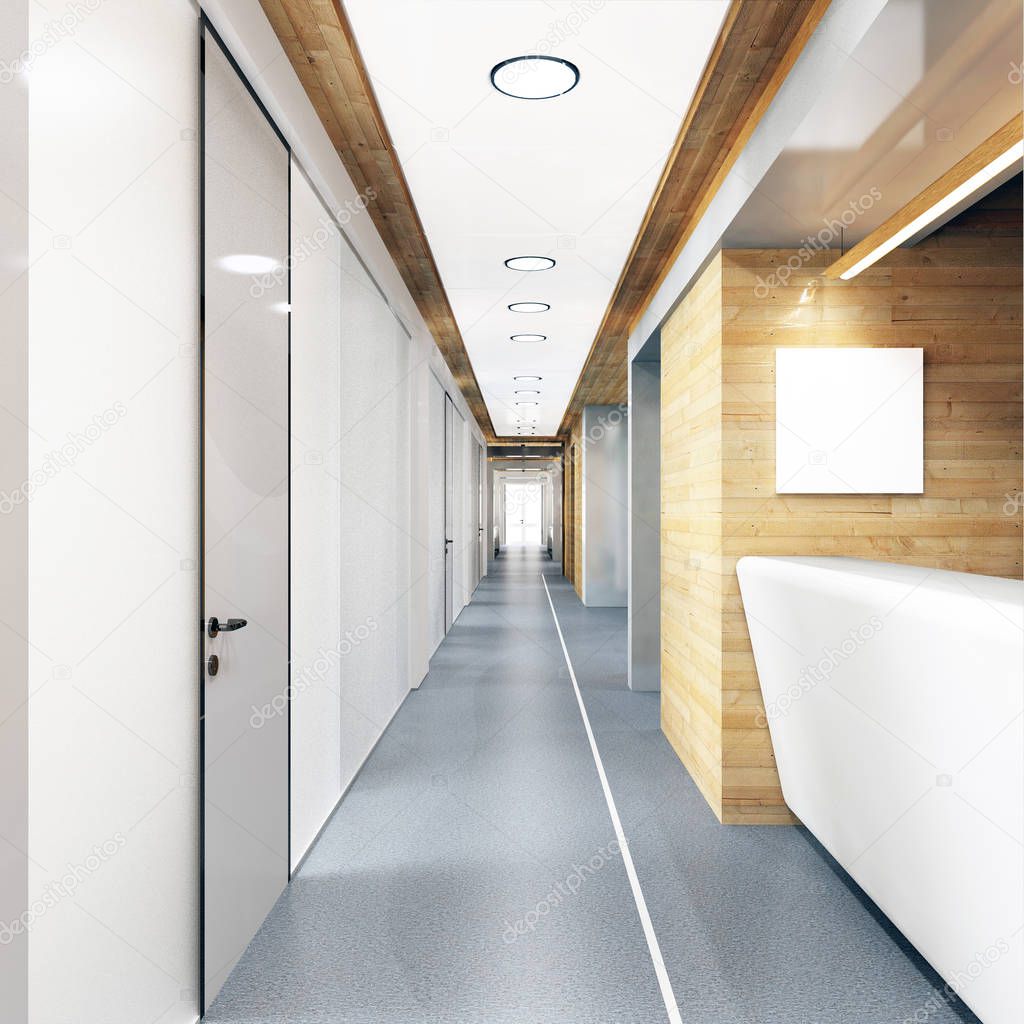 corridor of modern office building 3D visualization