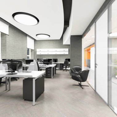Boş modern ofis iç iş yerinde görselleştirme 