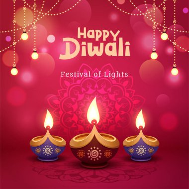 Mutlu diwali ışık festivali yaratıcı renkli kare pankart tasarımı