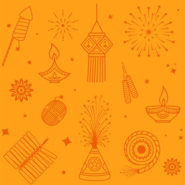 Mutlu diwali festivalleri, ışık, kraker, diya ve daha fazlası ile kusursuz bir arka plan.