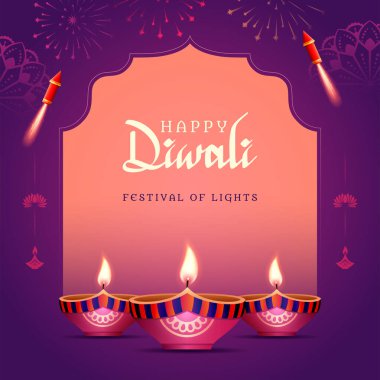 Mutlu diwali festivali kare pankart tasarımı istiyor