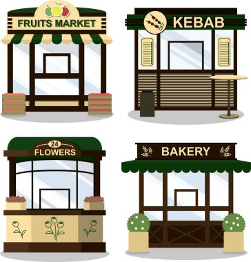 Düz dükkan ayarlayın. Semt Pazarı.