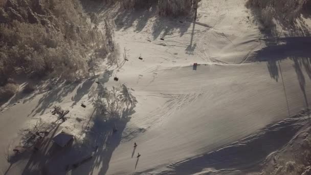 Horní Pohled Les Ruské Čeljabinsk Stromy Pole Lyžařské Středisko Sestup — Stock video