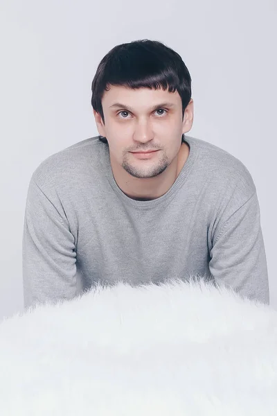Porträt Gesicht Eines Gutaussehenden Mannes Auf Weißem Hintergrund — Stockfoto