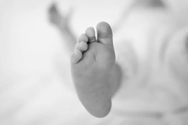Μωρό Ποδια Εσωτερικη Στο Μπαλκ Υπόβαθρο Διαφήμιση Της Υγιεινής Πόδι — Φωτογραφία Αρχείου