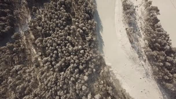 Vista Superior Floresta Russa Chelyabinsk Árvores Campos Estância Esqui Descida — Vídeo de Stock