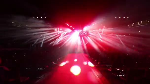 Презентація Легкої Музики Палаюче Полум Екрані Прожектори Порожня Сцена Світлове — стокове відео