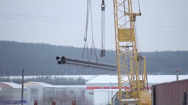 Nahaufnahme Kranhaken Für Brückenkran Fabrik — Stockvideo