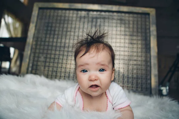 Portrait of a little girl: baby's face close-up. concept of childhood, healthcare, IVF — Stock Photo, Image